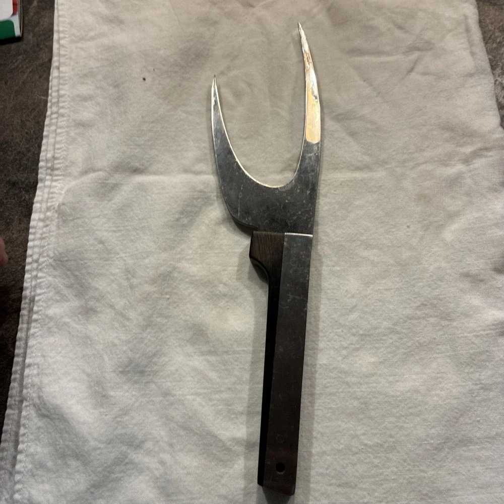 VERNCO Stainless Steel Claw Meat Fork Knife Carving Wood Handle Vtg Japan
